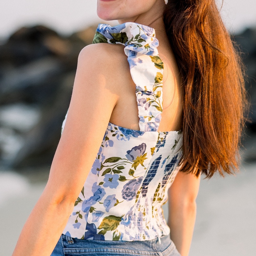 Reformation Blue Floral Tank